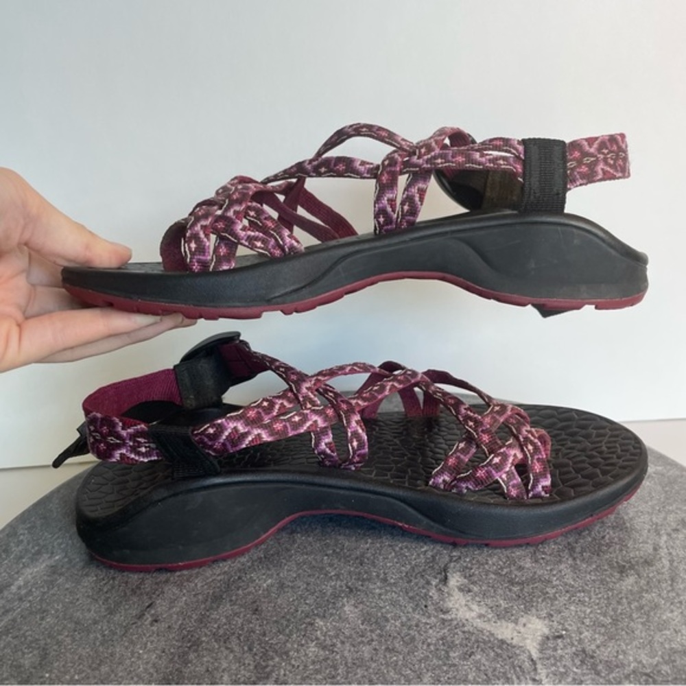 💛 Chaco Z Cloud X2 Black And Purple Pink Strappy Sandals - Picture 6 of 12